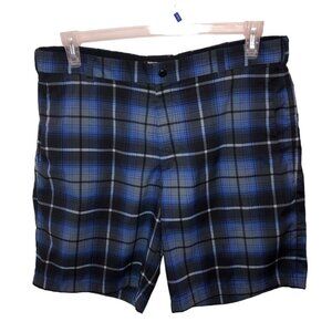 Nike Golf Mens Size 36 Blue Plaid Tour Performance Dri Fit Flat Front Shorts